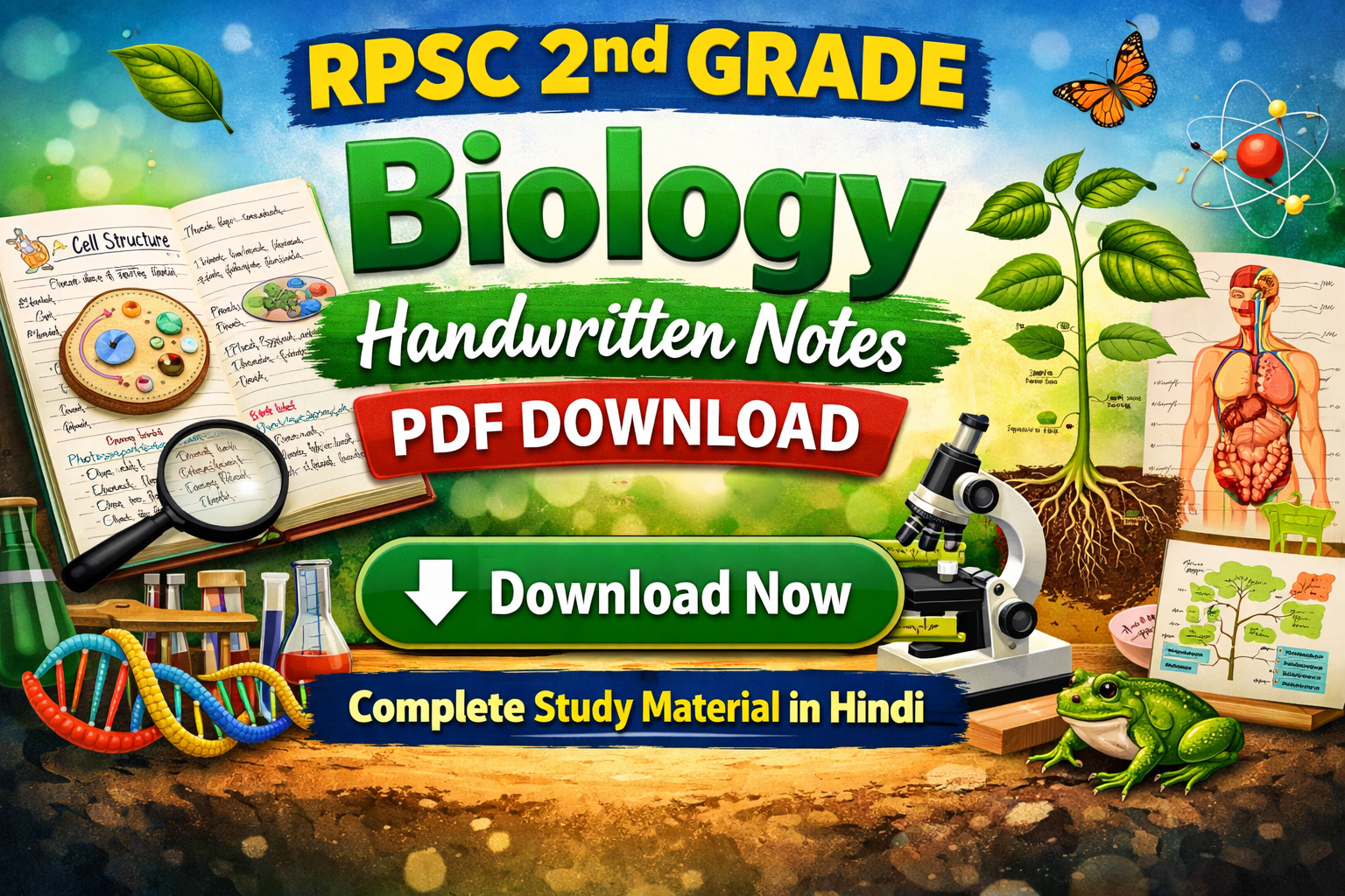 RPSC 2nd Grade Biology Handwritten Notes PDF Download in Hindi